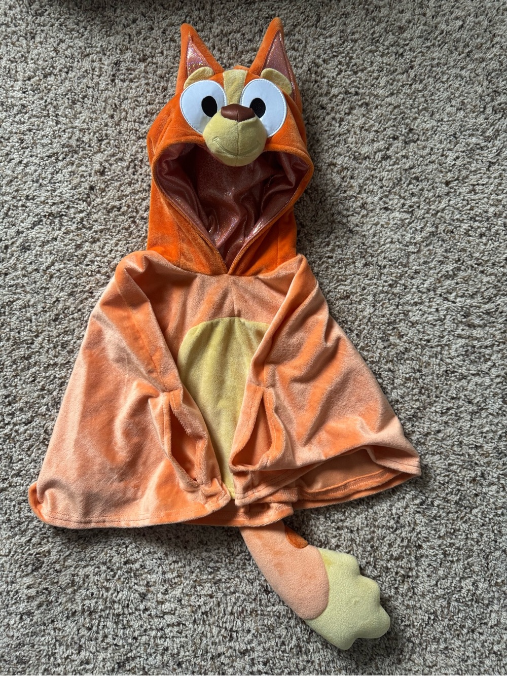 Kids 2T Bingo (Bluey) Hooded Costume Cape with Tail